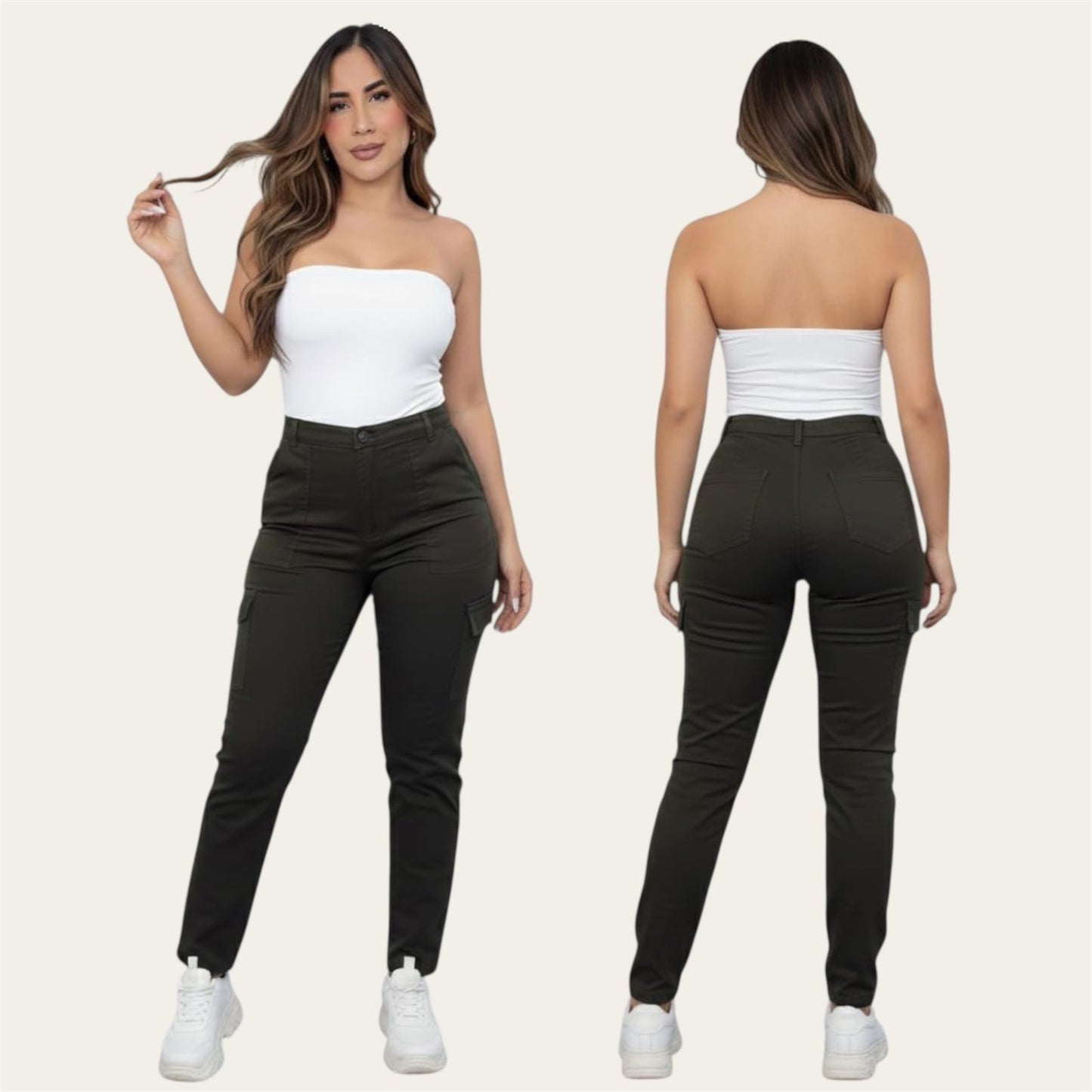 PANTALON CARGO DAMA VERDE REF: 1363801