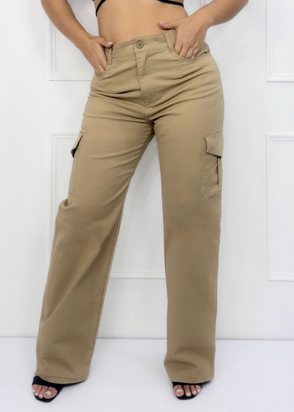 PANTALON CARGO DAMA CAQUI REF: 1432215