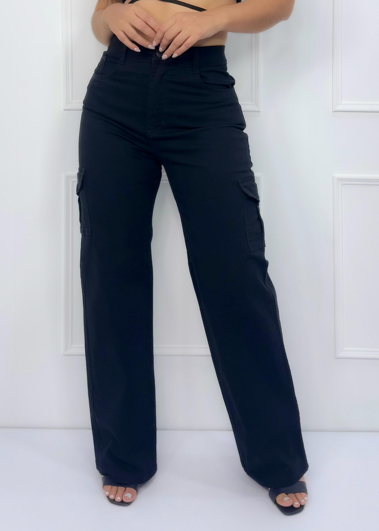 PANTALON CARGO DAMA NEGRO REF: 1432214