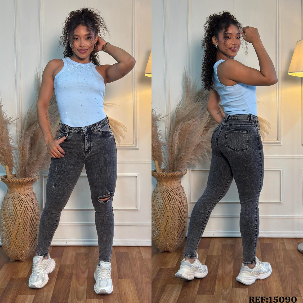 JEANS TIRO ALTO DAMA REF: 15090