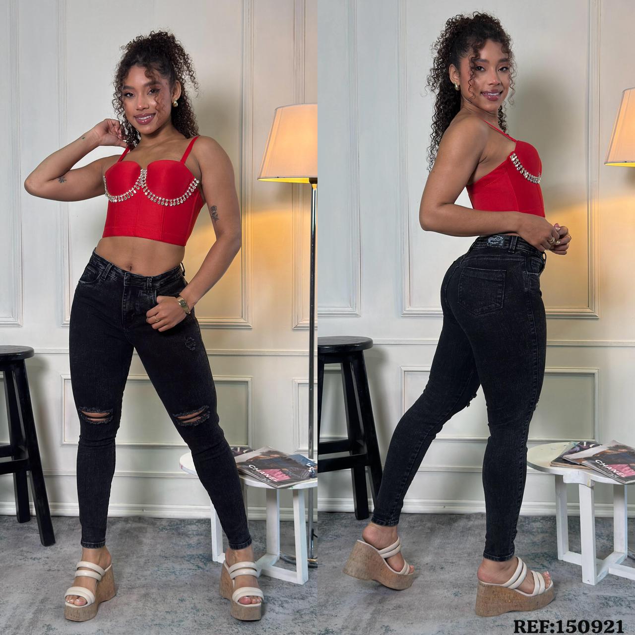 JEANS TIRO ALTO DAMA REF: 150921