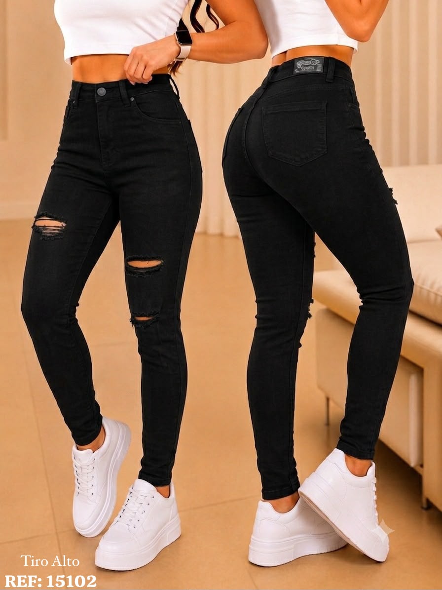 JEANS TIRO ALTO DAMA REF: 15102